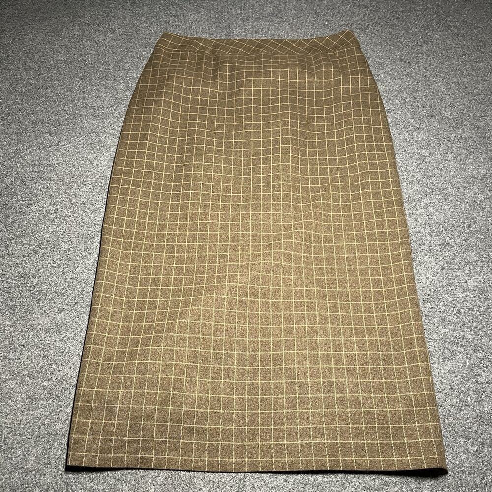 Vintage Focus 2000 Charles Glueck Skirt Womens 14 Plaid Lined Midi Pencil